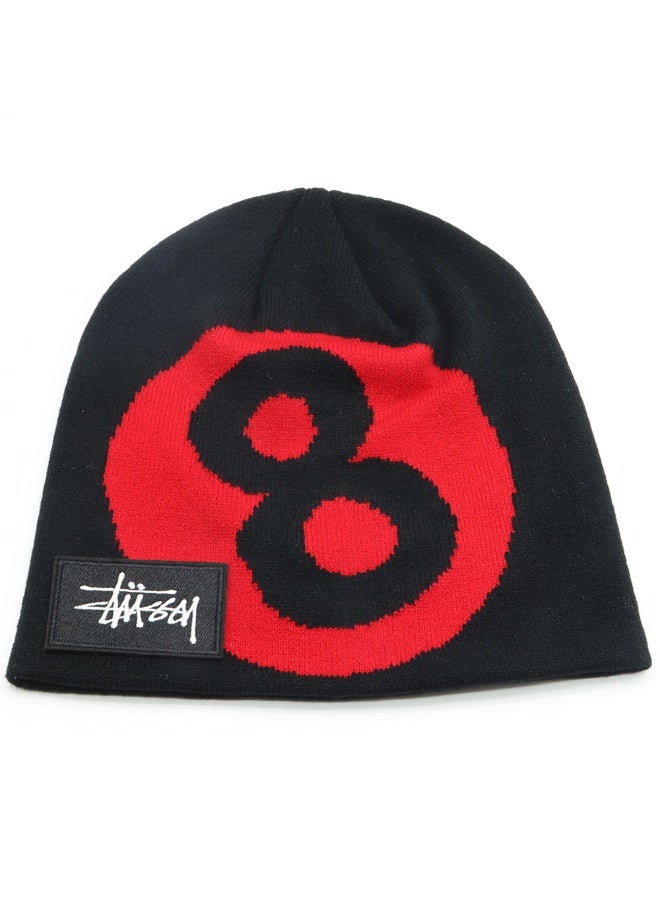 Stüssy 8-Ball Black & Red Knit Beanie - Iconic Streetwear Skull Cap